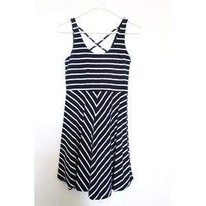 So Navy Blue Sleeveless Striped Dress Size S